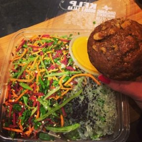 Gluten-free salad and muffin from Juice Generation